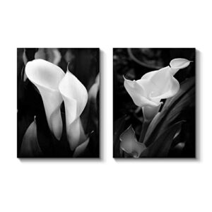 tar tar studio calla lily canvas wall art: white flower artwork painting print on wrapped canvas wall decor artwork for walls for bedroom decoration (16”x 12” x 2 pcs, multiple sizes)