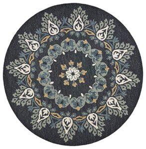 lr home charcoal paradise area rug, 4′ round, dark blue