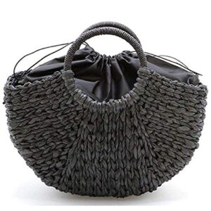 straw beach bag natural hand summer tote handbags woven handle shoulder bag for women (straw bag l,)