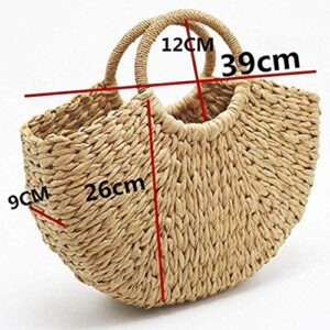 Straw Beach Bag Natural Hand Summer Tote Handbags Woven Handle Shoulder Bag For Women (Straw Bag L,)