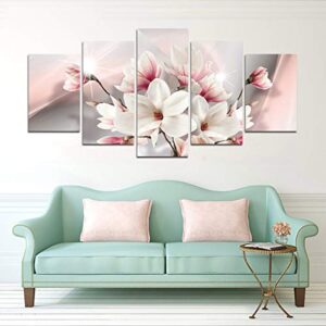 yj_art blush pink flower picture wall art decor canvas wall art print floral paintings decoration for bedroom living room (overall size: 40”w x 20”h)