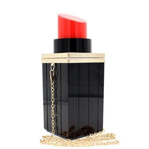 women acrylic black lipstick shape evening bags purses clutch vintage banquet handbag (black)