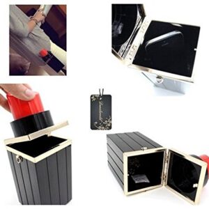 Women Acrylic Black Lipstick Shape Evening Bags Purses Clutch Vintage Banquet Handbag (Black)