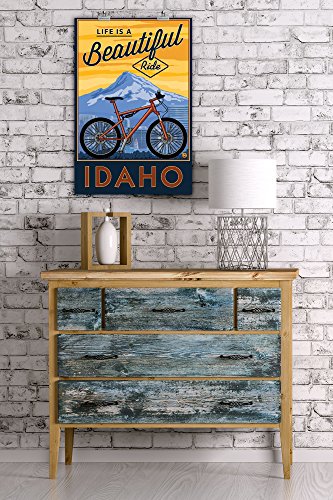 Idaho, Life is a Beautiful Ride, Bike and Mountain (16x24 Giclee Gallery Art Print, Vivid Textured Wall Decor)