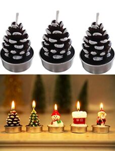 t-shin christmas candles set,colorful santa claus snowman tree decorative candle,christmas eve party decoration paraffin candles for kids (brown)