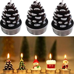 T-shin Christmas Candles Set,Colorful Santa Claus Snowman Tree Decorative Candle,Christmas Eve Party Decoration Paraffin Candles for Kids (Brown)