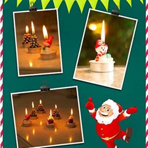 T-shin Christmas Candles Set,Colorful Santa Claus Snowman Tree Decorative Candle,Christmas Eve Party Decoration Paraffin Candles for Kids (Brown)