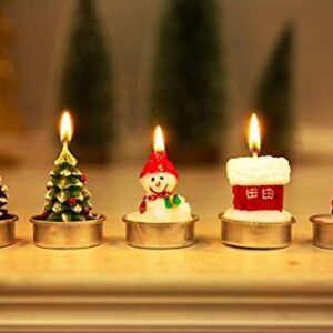 T-shin Christmas Candles Set,Colorful Santa Claus Snowman Tree Decorative Candle,Christmas Eve Party Decoration Paraffin Candles for Kids (Brown)