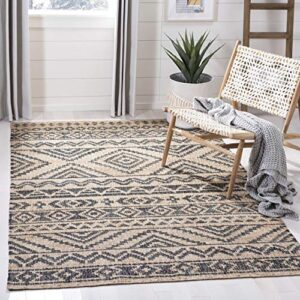 safavieh kilim collection 4′ x 6′ natural / charcoal klm751a handmade moroccan boho jute & cotton area rug