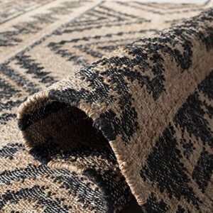 SAFAVIEH Kilim Collection 4' x 6' Natural / Charcoal KLM751A Handmade Moroccan Boho Jute & Cotton Area Rug