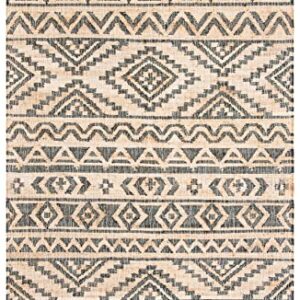 SAFAVIEH Kilim Collection 4' x 6' Natural / Charcoal KLM751A Handmade Moroccan Boho Jute & Cotton Area Rug