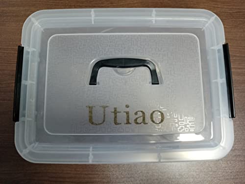 Utiao 12 Quart Plastic Bin with Handles, Clear Latching Storage Box, 1 Pack