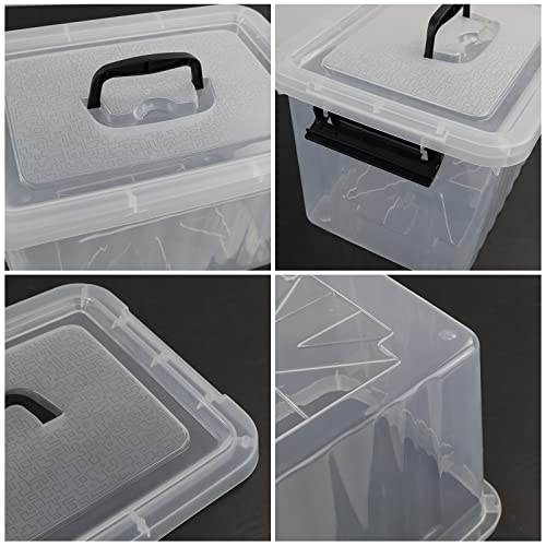 Utiao 12 Quart Plastic Bin with Handles, Clear Latching Storage Box, 1 Pack