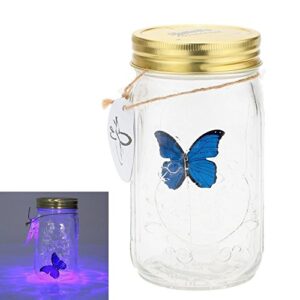 Fangfang LED Lamp Romantic Glass Animated Butterfly Jar Gift Decoration (Blue)