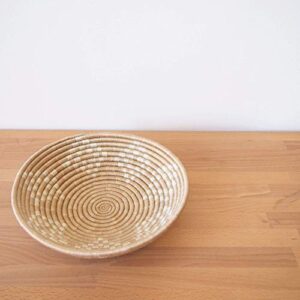 African Basket- Tabora/Rwanda Basket/Woven Bowl/Sisal & Sweetgrass Basket/Tan, White