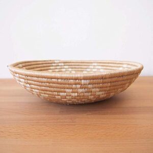 African Basket- Tabora/Rwanda Basket/Woven Bowl/Sisal & Sweetgrass Basket/Tan, White