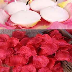Floating Candles,Classic Unscented Tealight Shape Candles with 100PCS Silk Rose Petals,Mini Candle Discs for Weddings,Anniversaries,Birthdays,Home Decoration,Spa,Relaxation,10PACK (Ivory)