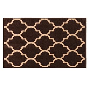 house, home and more skid-resistant carpet indoor area rug floor mat – moroccan trellis lattice – coffee brown & vanilla cream – 2 feet x 3 feet
