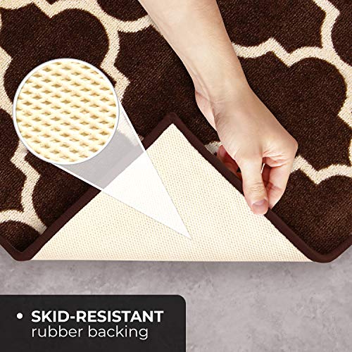 House, Home and More Skid-Resistant Carpet Indoor Area Rug Floor Mat – Moroccan Trellis Lattice – Coffee Brown & Vanilla Cream – 2 Feet X 3 Feet