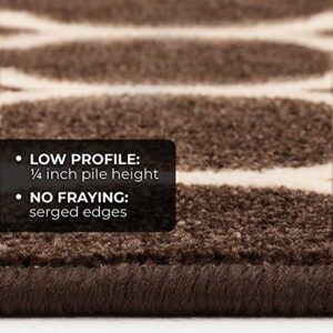 House, Home and More Skid-Resistant Carpet Indoor Area Rug Floor Mat – Moroccan Trellis Lattice – Coffee Brown & Vanilla Cream – 2 Feet X 3 Feet