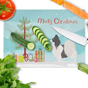 Caroline's Treasures BB8484LCB Papillon Christmas Glass Cutting Board Large, 12H x 16W, multicolor