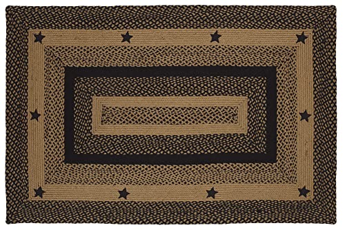 Star Black Premium Braided Collection | Primitive, Rustic, Country, Farmhouse Style | Jute/Cotton | 30Days Risk Free | Accent Rug/Door Mat/ Floor Carpet(Rect. 27"x48", Star Black)