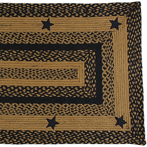 Star Black Premium Braided Collection | Primitive, Rustic, Country, Farmhouse Style | Jute/Cotton | 30Days Risk Free | Accent Rug/Door Mat/ Floor Carpet(Rect. 27"x48", Star Black)