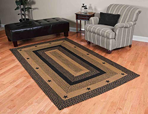 Star Black Premium Braided Collection | Primitive, Rustic, Country, Farmhouse Style | Jute/Cotton | 30Days Risk Free | Accent Rug/Door Mat/ Floor Carpet(Rect. 27"x48", Star Black)