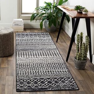 artistic weavers chester boho moroccan runner area rug,2’7″ x 7’6″,black