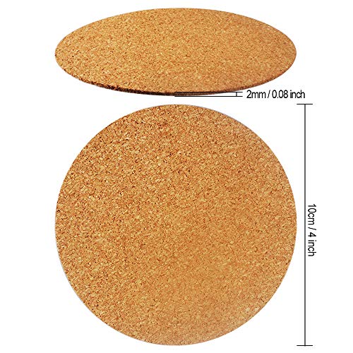 30 Pack Self-Adhesive Cork Round 4” Cork Tiles Cok Bcking Sheets Cork Coasters Round for DIY Crafts