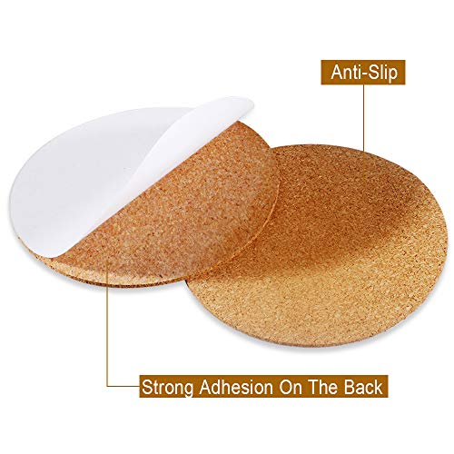 30 Pack Self-Adhesive Cork Round 4” Cork Tiles Cok Bcking Sheets Cork Coasters Round for DIY Crafts