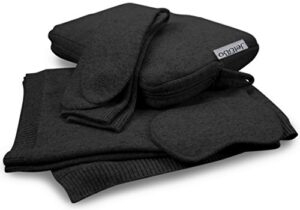 jet&bo 100% pure cashmere travel set: blanket, eye mask, socks, carry/pillow case black