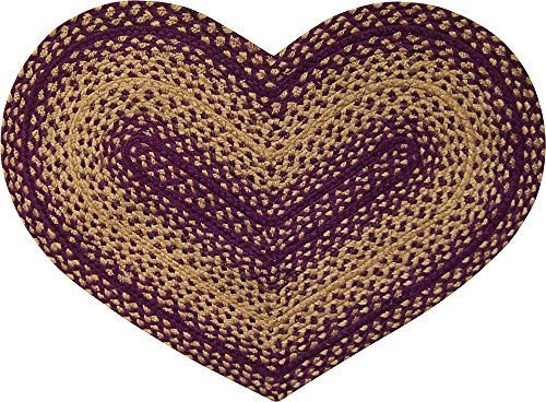 IHF Home Decor 20" X 30" Braided Heart Shape Area Rug New Vintage Star Design Jute Fabric