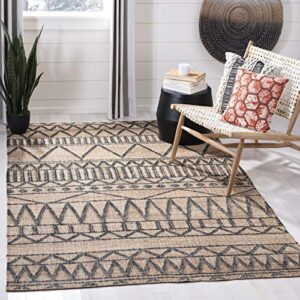 safavieh kilim collection 5′ x 8′ natural / charcoal klm752a handmade moroccan boho jute & cotton area rug