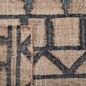 SAFAVIEH Kilim Collection 5' x 8' Natural / Charcoal KLM752A Handmade Moroccan Boho Jute & Cotton Area Rug