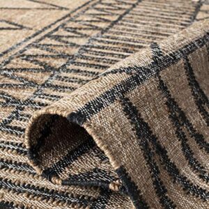 SAFAVIEH Kilim Collection 5' x 8' Natural / Charcoal KLM752A Handmade Moroccan Boho Jute & Cotton Area Rug