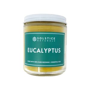 solstice naturals – eucalyptus 100% pure beeswax + essential oil aromatherapy candle, 9 oz. – sustainably handmade in the usa – no soy or paraffin wax – no toxic scents, fragrances or fillers