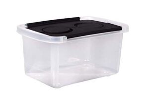 school storage box with hinged interlocking lid – 3 quart -10 x 6.5 x 5.5 inches (black)