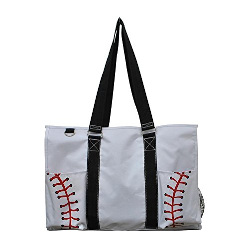 N Gil All Purpose Organizer Medium Utility Tote Bag 3 (White Baseball Black)