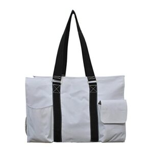 N Gil All Purpose Organizer Medium Utility Tote Bag 3 (White Baseball Black)