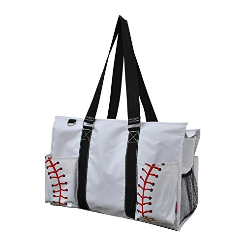 N Gil All Purpose Organizer Medium Utility Tote Bag 3 (White Baseball Black)