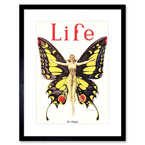 MAGAZINE 1922 LIFE BUTTERFLY DANCER BLACK FRAMED ART PRINT PICTURE B12X10973