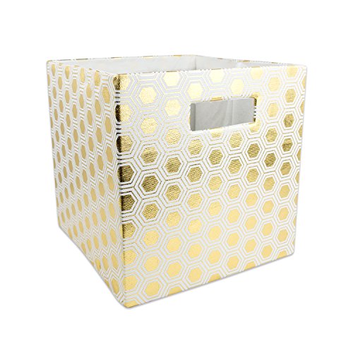 DII Collapsible Polyester Storage Cube, Honeycomb, Gold, Large