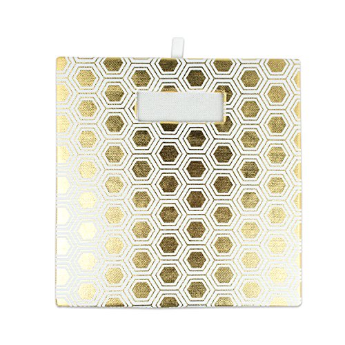 DII Collapsible Polyester Storage Cube, Honeycomb, Gold, Large