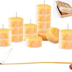 Beeswax Tea Light Candles - 100% Pure Natural Refined with Chemical Free Cotton Beeswax WickBONUS Get a free DRIPLESS beeswax lighter Wick MADE IN USA