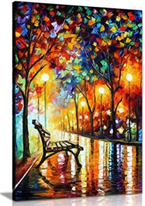 loneliness of autumn by leonid afremov canvas wall art picture print for home decor (36×24)