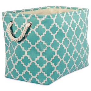 dii polyester container with handles, lattice storage bin, large, aqua