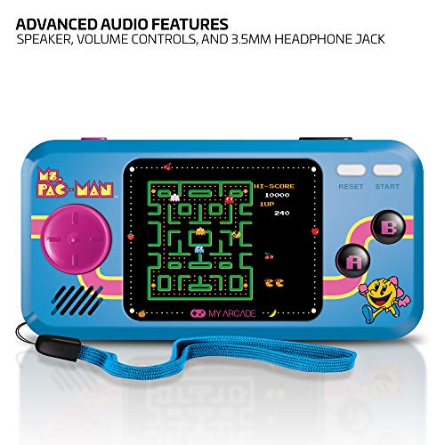 My Arcade Pocket Player Handheld Game Console: 3 Built In Games, Ms. Pac-Man, Sky Kid, Mappy, Collectible, Full Color Display, Speaker, Volume Controls, Headphone Jack, Battery or Micro USB Powered