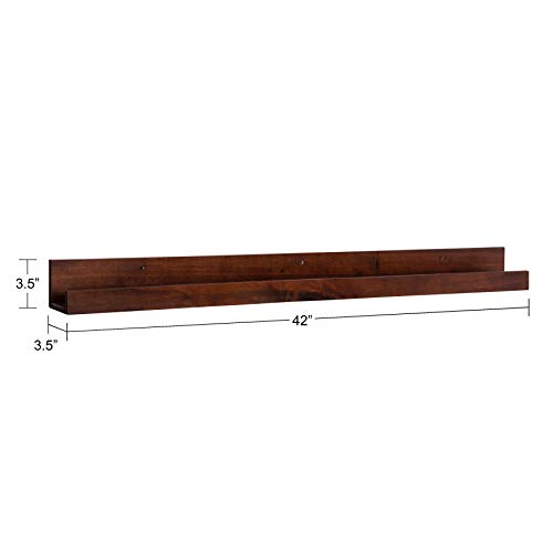 Kate and Laurel Levie Modern Floating Wall Shelf Picture Frame Holder Ledge, Dark Walnut Brown