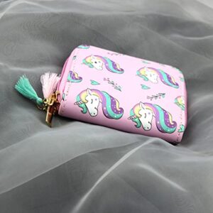 Timlee Cute Rainbow Pink Unicorn Wallet Girls Christmas Gift Women Short Wallets (unicorn E)